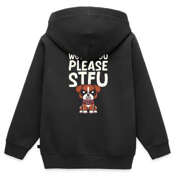 Boxer Chien Boxer allemand Boxer se taire - Sweat Premium à capuche zippé enfant bio - noir - Dos - AI Model Kid Male (0cm)