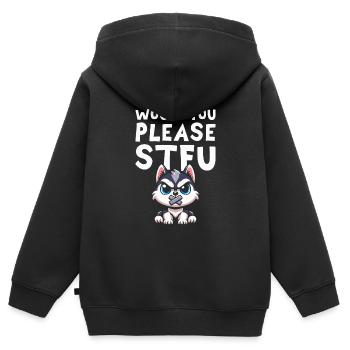 Siberian Husky Stfu Would You Please Shut Up - Kids Premium Organic Zip-up Hoodie - black - Back - AI Model Kid Male (0cm)