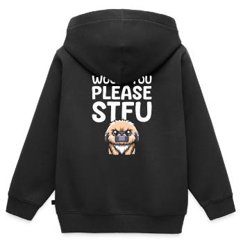Pekingese Stfu Would You Please Shut Up - Kids Premium Organic Zip-up Hoodie - black - Back - AI Model Kid Male (0cm)
