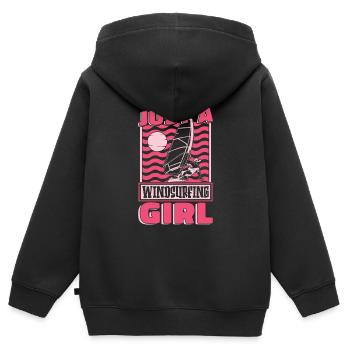 Windsurfen Windsurfer Juste une fille de planche à voile - Sweat Premium à capuche zippé enfant bio - noir - Dos - AI Model Kid Male (0cm)