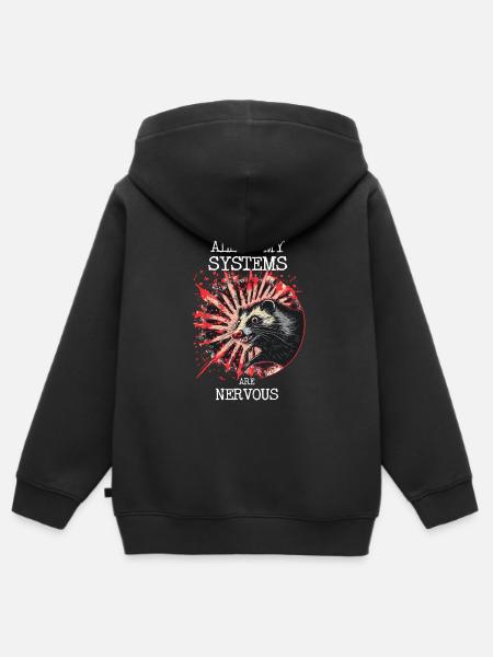 Actually All Of My Systems Are Nervous Opossum - Kids Premium Organic Zip-up Hoodie - black