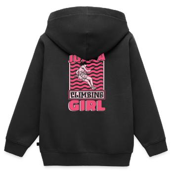 Grimpeuse d’escalade juste une grimpeuse - Sweat Premium à capuche zippé enfant bio - noir - Dos - AI Model Kid Male (0cm)