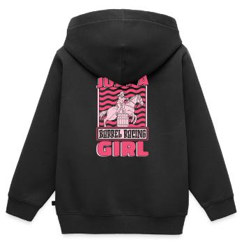 Fassrennen Westernreiten Barrel Racing - Kinder Premium Organic Zip Hoodie - Schwarz - Hinten - AI Model Kid Male (0cm)