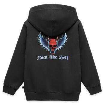 Wing Devil 2024 02 - Kinder Premium Organic Zip Hoodie - Schwarz - Hinten - AI Model Kid Male (0cm)