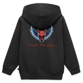 Wing Devil 2024 01 - Kinder Premium Organic Zip Hoodie - Schwarz - Hinten - AI Model Kid Male (0cm)