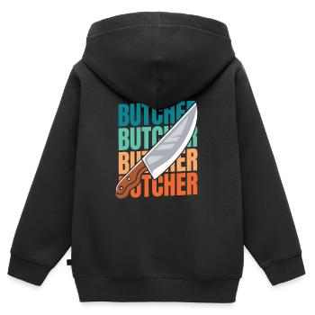 Fleischer Metzger Schlachter - Kinder Premium Organic Zip Hoodie - Schwarz - Hinten - AI Model Kid Male (0cm)
