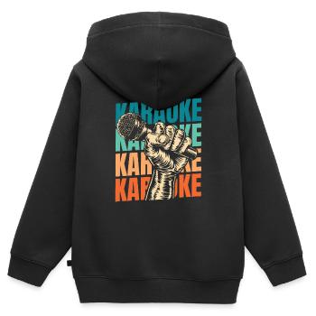 Karaoké - Sweat Premium à capuche zippé enfant bio - noir - Dos - AI Model Kid Male (0cm)