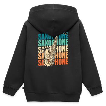 Saxophon Saxofon - Kinder Premium Organic Zip Hoodie - Schwarz - Hinten - AI Model Kid Male (0cm)