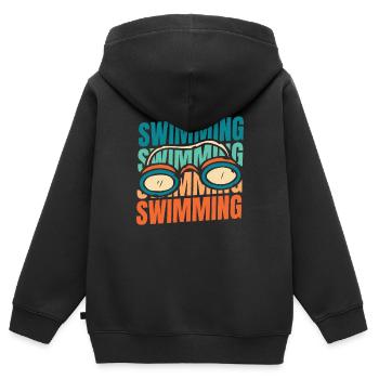 Nageurs nageurs - Sweat Premium à capuche zippé enfant bio - noir - Dos - AI Model Kid Male (0cm)