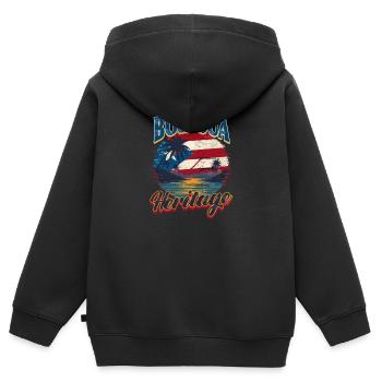 Puerto Rico Boricua Kulturerbe - Kinder Premium Organic Zip Hoodie - Schwarz - Hinten - AI Model Kid Male (0cm)