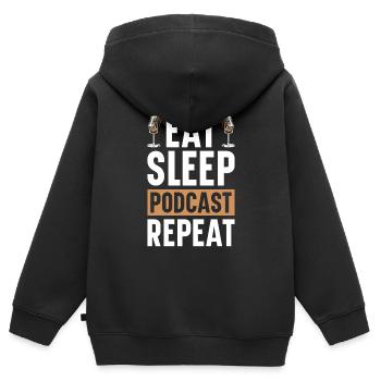 Podcast Host Podcaster Podcasting Podcast Listener - Kids Premium Organic Zip-up Hoodie - black - Back - AI Model Kid Male (0cm)