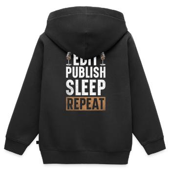 Podcast Host Podcaster Podcasting Podcast Listener - Kids Premium Organic Zip-up Hoodie - black - Back - AI Model Kid Male (0cm)