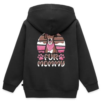 Greyhound Greyhound Mère Chien Maman Pour Maman - Sweat Premium à capuche zippé enfant bio - noir - Dos - AI Model Kid Male (0cm)