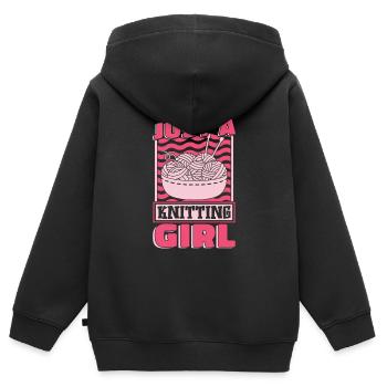 Frappée juste une fille de tricot - Sweat Premium à capuche zippé enfant bio - noir - Dos - AI Model Kid Male (0cm)