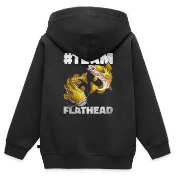 Poisson-chat pêcheur Poisson-chat Pêche au poisson-chat Pêche au poisson-chat - Sweat Premium à capuche zippé enfant bio - noir - Dos - AI Model Kid Male (0cm)