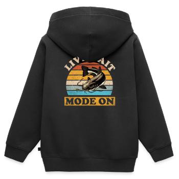 Poisson-chat pêcheur Poisson-chat Pêche au poisson-chat Pêche au poisson-chat - Sweat Premium à capuche zippé enfant bio - noir - Dos - AI Model Kid Male (0cm)
