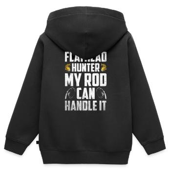 Poisson-chat pêcheur Poisson-chat Pêche au poisson-chat Pêche au poisson-chat - Sweat Premium à capuche zippé enfant bio - noir - Dos - AI Model Kid Male (0cm)