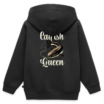 Poisson-chat pêcheur Poisson-chat Pêche au poisson-chat Pêche au poisson-chat - Sweat Premium à capuche zippé enfant bio - noir - Dos - AI Model Kid Male (0cm)