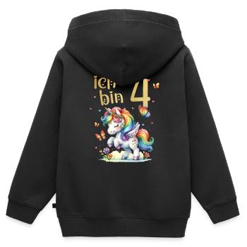 Geburtstag 4 Einhorn Vierter Geburtstag Mädchen 4 - Kinder Premium Organic Zip Hoodie - Schwarz - Hinten - AI Model Kid Male (0cm)