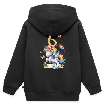 Geburtstag 6 Einhorn Sechster Geburtstag Mädchen 6 - Kinder Premium Organic Zip Hoodie - Schwarz - Hinten - AI Model Kid Male (0cm)