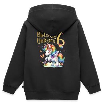 Geburtstag 6 Einhorn Sechster Geburtstag Mädchen 6 - Kinder Premium Organic Zip Hoodie - Schwarz - Hinten - AI Model Kid Male (0cm)
