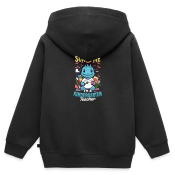 Kindergärtnerin, du erschreckst mich nicht - Kinder Premium Organic Zip Hoodie - Schwarz - Hinten - AI Model Kid Male (0cm)