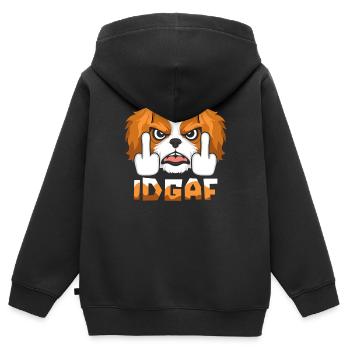King Charles Cavalier Idgaf - Kinder Premium Organic Zip Hoodie - Schwarz - Hinten - AI Model Kid Male (0cm)