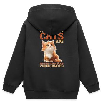 Fine, I'll Say It Cats Are Better Than Dogs - Kinder Premium Organic Zip Hoodie - Schwarz - Hinten - AI Model Kid Male (0cm)