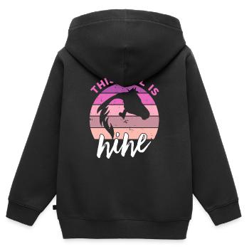 Geburtstag 9 Mädchen Pferd Reiten Stall Neun 9 Jah - Kinder Premium Organic Zip Hoodie - Schwarz - Hinten - AI Model Kid Male (0cm)