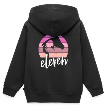 Geburtstag 11 Mädchen Pferd Reiten Eleven Stall 11 - Kinder Premium Organic Zip Hoodie - Schwarz - Hinten - AI Model Kid Male (0cm)