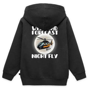 Vorhersage für das Wochenende Night Fly - Kinder Premium Organic Zip Hoodie - Schwarz - Hinten - AI Model Kid Male (0cm)