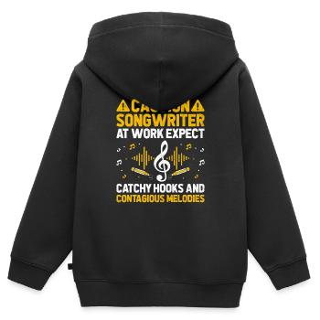Musicien Auteur-compositeur Chanteur Musicien Musique Musique Pr - Sweat Premium à capuche zippé enfant bio - noir - Dos - AI Model Kid Male (0cm)