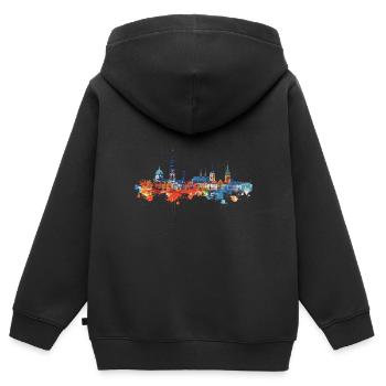 Magdeburg - Kinder Premium Organic Zip Hoodie - Schwarz - Hinten - AI Model Kid Male (0cm)