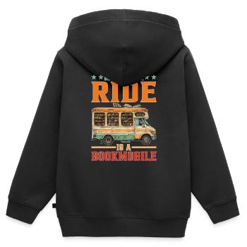 Mon autre trajet est un bibliobus - Sweat Premium à capuche zippé enfant bio - noir - Dos - AI Model Kid Male (0cm)