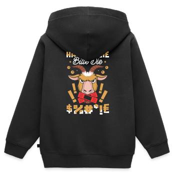 Ziege Halten Sie Bitte Die Fresse - Kinder Premium Organic Zip Hoodie - Schwarz - Hinten - AI Model Kid Male (0cm)