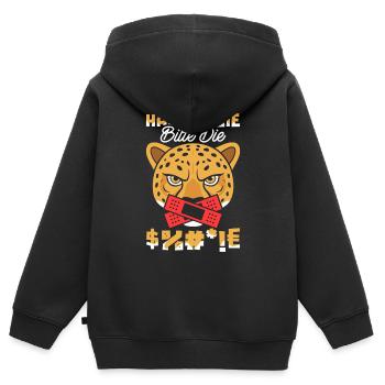 Gepard Halten Sie Bitte Die Fresse - Kinder Premium Organic Zip Hoodie - Schwarz - Hinten - AI Model Kid Male (0cm)