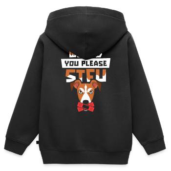 Greyhound Windhund Stfu Would You Please Shut Up - Kids Premium Organic Zip-up Hoodie - black - Back - AI Model Kid Male (0cm)