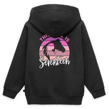 Geburtstag 17 Mädchen Pferd Reiten Stall SIebzehn - Kinder Premium Organic Zip Hoodie - Schwarz - Hinten - AI Model Kid Male (0cm)