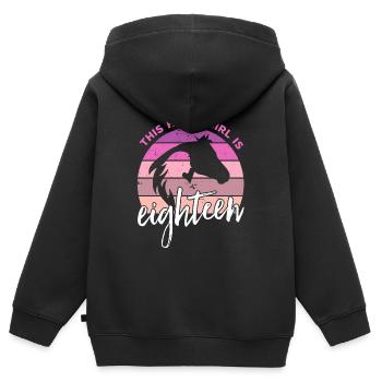 Geburtstag 18 Mädchen Pferd Reiten Stall Achtzehn - Kinder Premium Organic Zip Hoodie - Schwarz - Hinten - AI Model Kid Male (0cm)