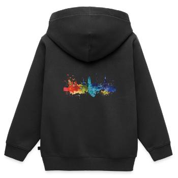 Moers - Kinder Premium Organic Zip Hoodie - Schwarz - Hinten - AI Model Kid Male (0cm)