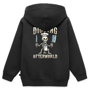 Fleischer Metzger Schlachter Skelett - Kinder Premium Organic Zip Hoodie - Schwarz - Hinten - AI Model Kid Male (0cm)