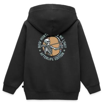 Bogenjagd Bogenjäger Skelett - Kinder Premium Organic Zip Hoodie - Schwarz - Hinten - AI Model Kid Male (0cm)