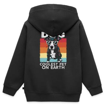 Chien Le Plus Cool Pet Sur Terre Lunettes De Soleil Rétro Drôle - Sweat Premium à capuche zippé enfant bio - noir - Dos - AI Model Kid Male (0cm)
