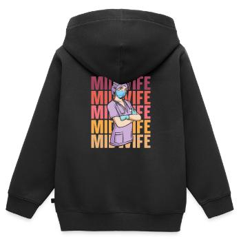 Sage-femme - Sweat Premium à capuche zippé enfant bio - noir - Dos - AI Model Kid Male (0cm)