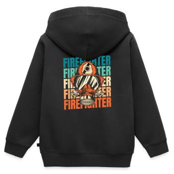 Feuerwehrmann - Kinder Premium Organic Zip Hoodie - Schwarz - Hinten - AI Model Kid Male (0cm)