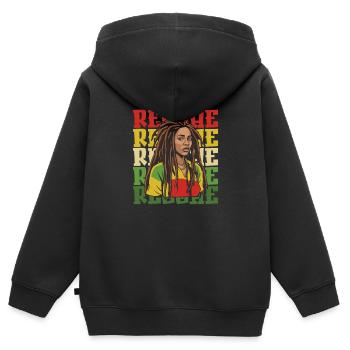 Reggae - Kinder Premium Organic Zip Hoodie - Schwarz - Hinten - AI Model Kid Male (0cm)