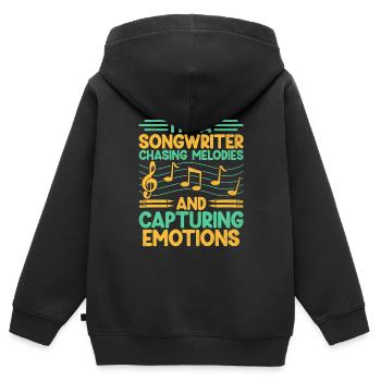 Musiker Songwriter Sänger Musiker Musik Musik Pr - Kinder Premium Organic Zip Hoodie - Schwarz - Hinten - AI Model Kid Male (0cm)