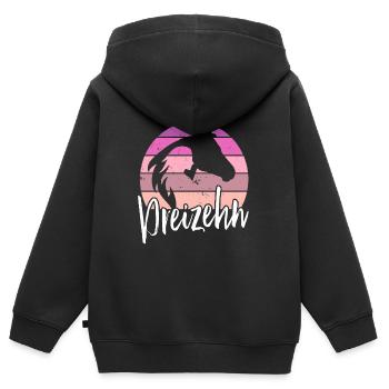 Geburtstag 13 Mädchen Pferd Reiten Stall Dreizehn - Kinder Premium Organic Zip Hoodie - Schwarz - Hinten - AI Model Kid Male (0cm)