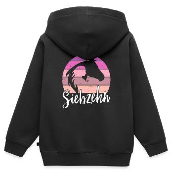 Geburtstag 17 Mädchen Pferd Reiten Stall SIebzehn - Kinder Premium Organic Zip Hoodie - Schwarz - Hinten - AI Model Kid Male (0cm)