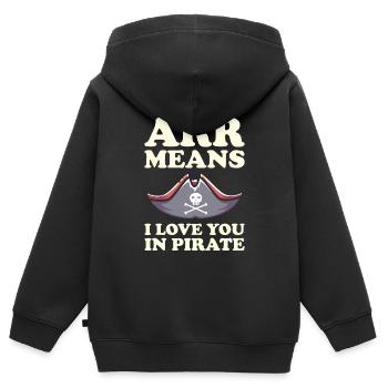Pirat Totenkopf Freibeuter Piratenschiff - Kinder Premium Organic Zip Hoodie - Schwarz - Hinten - AI Model Kid Male (0cm)